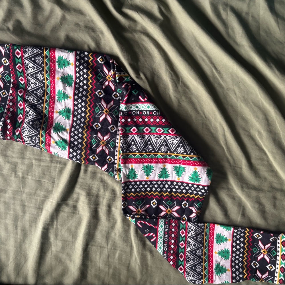 LuLaRoe Festive Patterned Leggings - Black, Green, Red, White